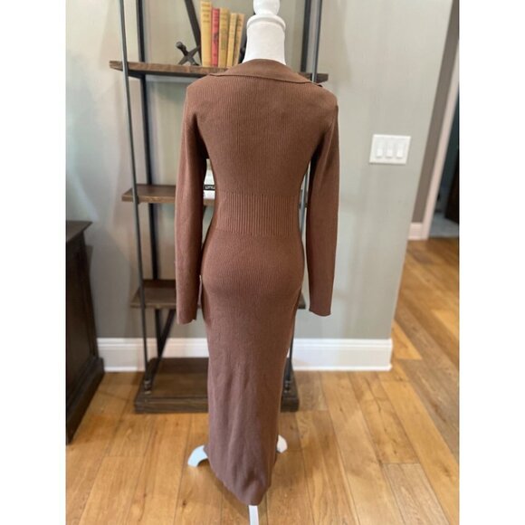 Bardot Collar Knit Dress Chocolate Womens Size Large - Picture 10 of 14